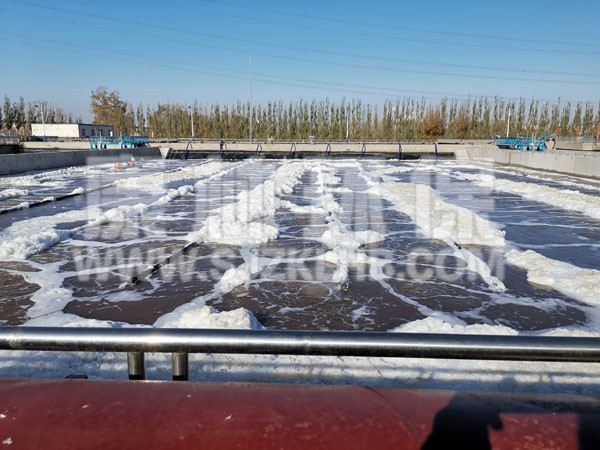 內(nèi)蒙污水處理廠懸掛鏈曝氣器安裝現(xiàn)場(chǎng)