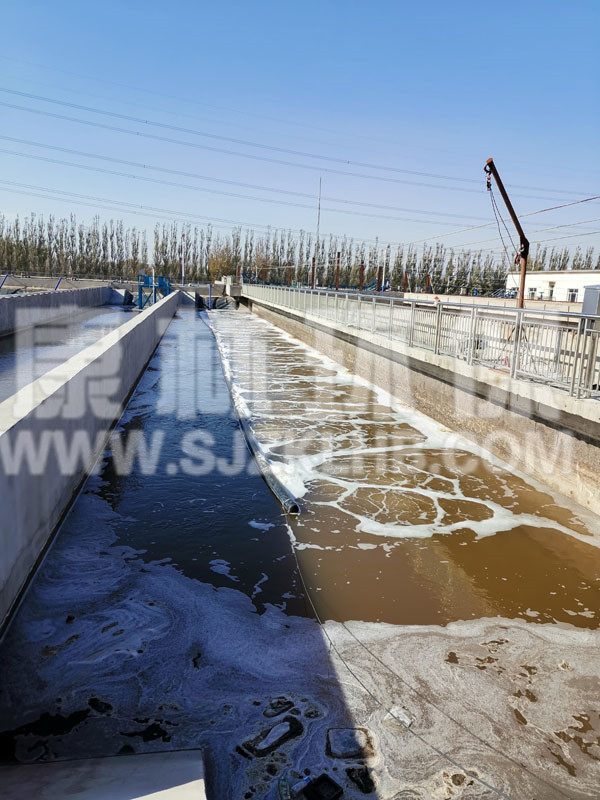 內(nèi)蒙污水處理廠懸掛鏈曝氣器安裝現(xiàn)場(chǎng)